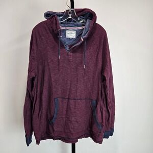 Flag & Anthem Mens XL Burgundy Slub Knit Henley Hoodie Cotton Pullover Stitchfix